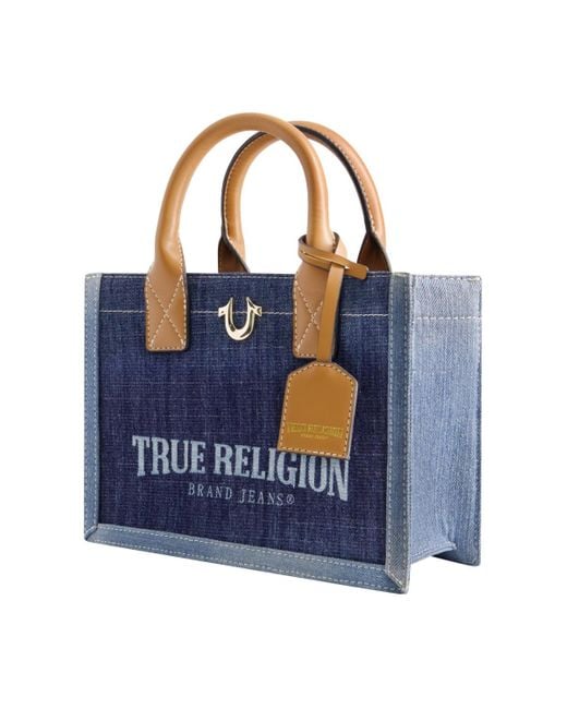 True Religion Blue Modern Edge Denim Tote