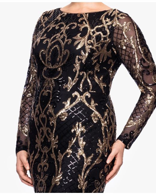 B & A by Betsy and Adam Women's Black Betsy & Adam Plus Size Sequined Long- B & A by Betsy and Adam Women's Black Betsy & Adam Plus Size Sequined Long-