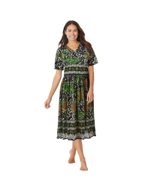 Only Neccessities Green Plus Size Only Necessities Crinkle Cotton Lounger