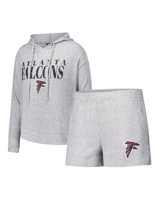 Concepts Sport Metallic 2-piece Atlanta Falcons Juniper Long Sleeve Hoodie Top And Shorts Sleep Set