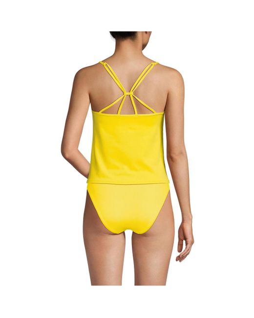 Lands' End Yellow Tugless Quickdry Adjustable Strappy Back Tankini Top