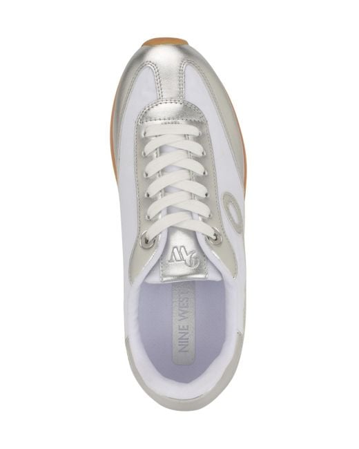 Nine West White Fivo Casual Round Toe Sneakers