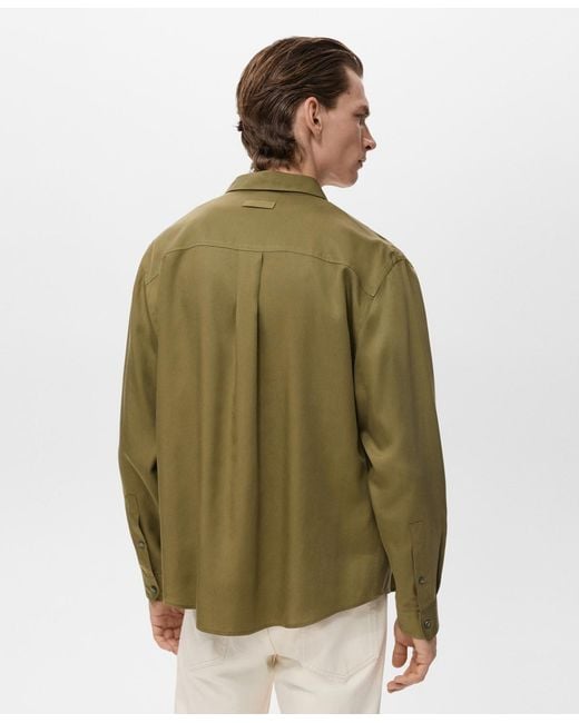 Mango Green Lyocell Pocket Shirt for men