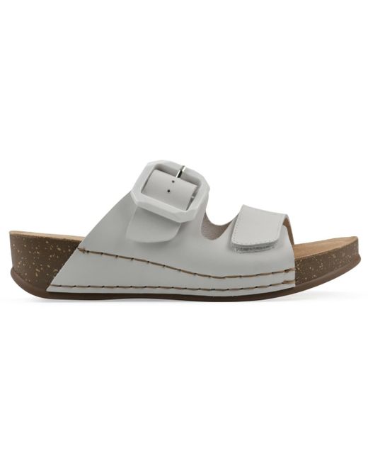 White Mountain Gray Fearful Slip-on Wedge Sandals