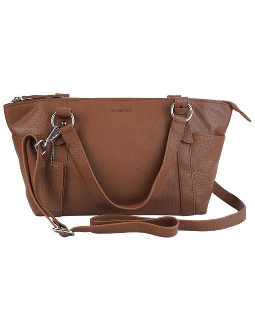 Mancini Brown Pebble Amelia Leather Crossbody Handbag