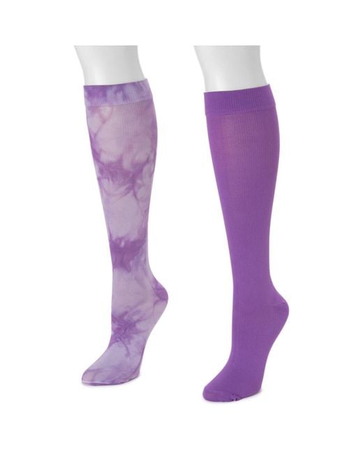 Muk Luks Purple 2 Pair Pack Compression Socks