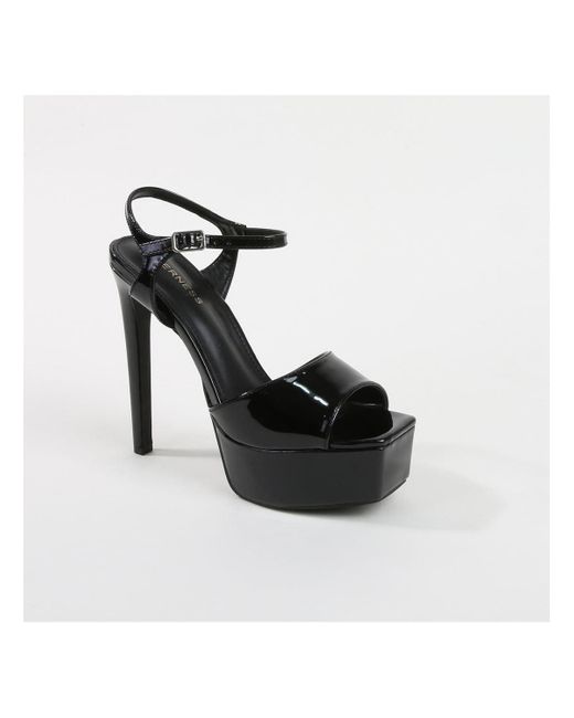 BERNESS Black Genevieve Patent Platform Sandal