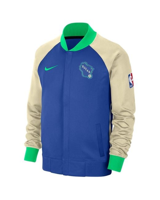 Nike Blue Milwaukee Bucks 2023/24 City Edition Authentic Showtime Performance Raglan Full-zip Jacket for men