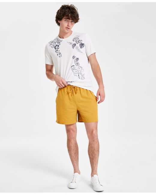Sun & Stone White Sun + Stone Regular-fit Solid 5" Drawstring Shorts for men