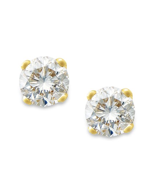 Macy's Metallic Round-cut Diamond Earrings In 10k Gold (1/5 Ct. T.w.)