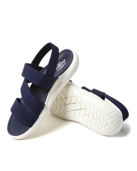 Dearfoams Blue Emilia Elastic Gore Strappy Sandal