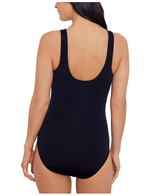 Swim Solutions Blue Printed High-neck One-piece Swimsuit