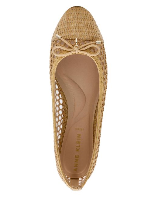 Anne Klein Natural Luci Raffia Cap Toe Ballet Flats