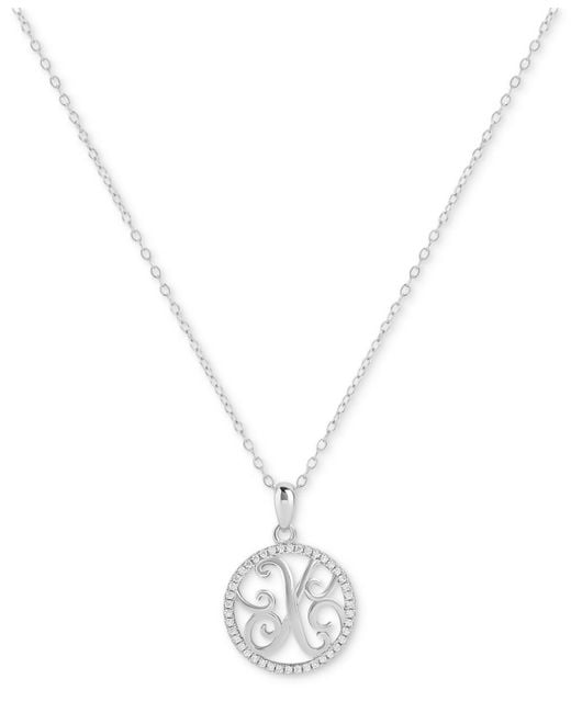 Giani Bernini White Cubic Zirconia Pave Monogram X Pendant 18" Necklace