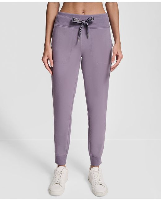 DKNY Purple Sport Logo-drawstring High-rise joggers