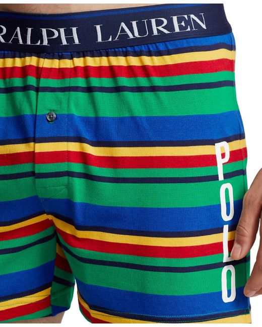 Polo Ralph Lauren Blue Exposed Waistband Knit Boxer Shorts for men