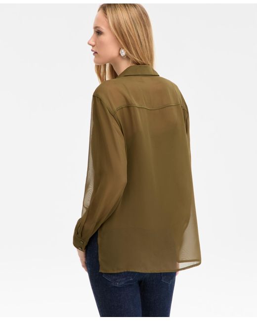 INC International Concepts Green Button-front Shirt