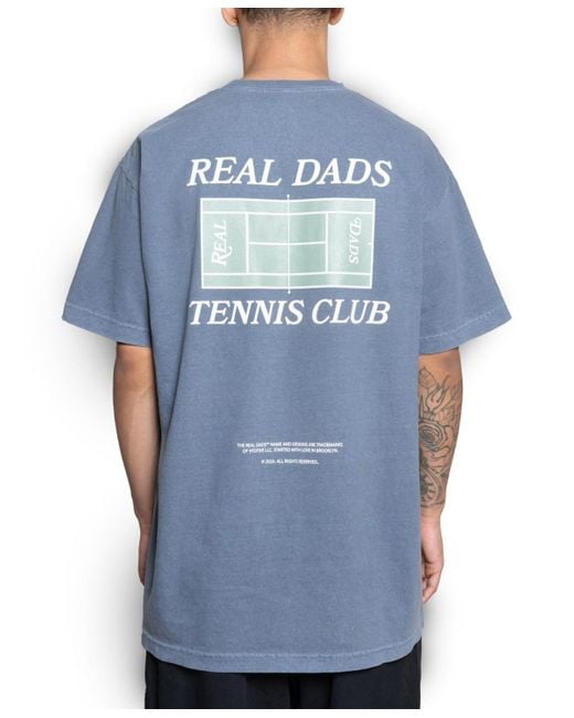 9tofive Blue Real Dads Tennis Club T-shirt for men