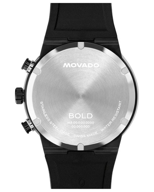 Movado Black Bold Fusion Swiss Quartz Chrono Silicone Watch for men