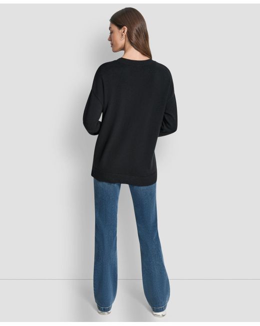 DKNY Black Logo Sequined Long-sleeve Sweater