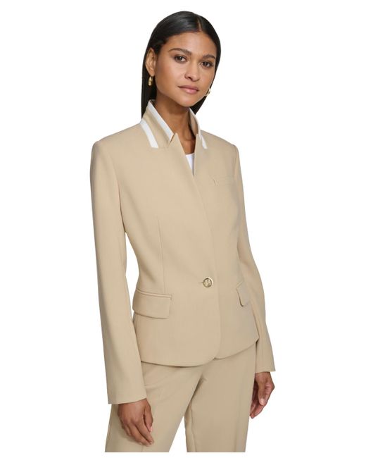 Karl Lagerfeld Natural One Button Long-sleeve Blazer