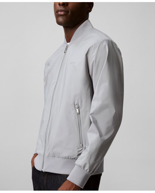 Calvin Klein Gray Logo-print Matte Bomber Jacket for men