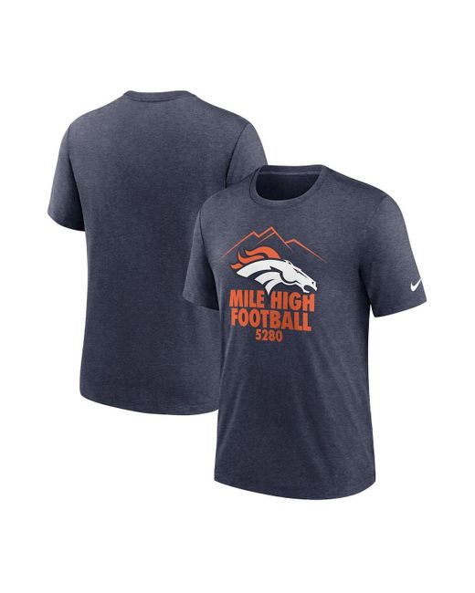 Men's Nike Heather Navy Denver Broncos Team Tri-Blend T-Shirt Size: Small