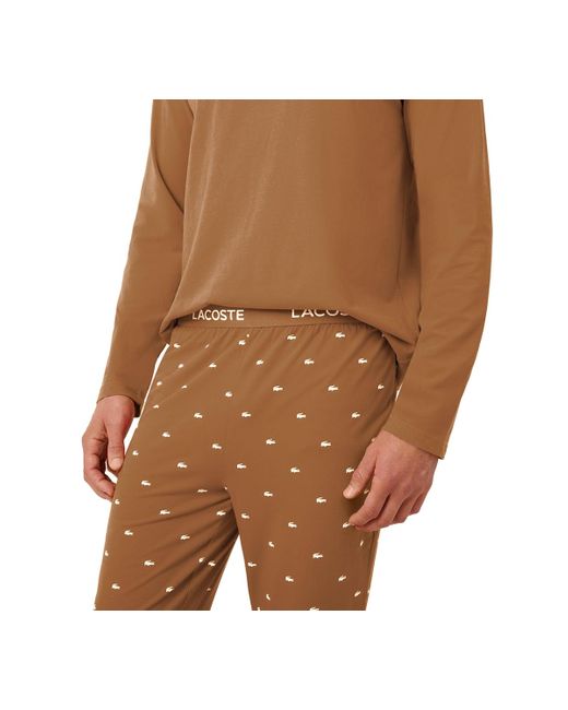 Lacoste Brown 2-piece Jersey Top And Pajama Set for men