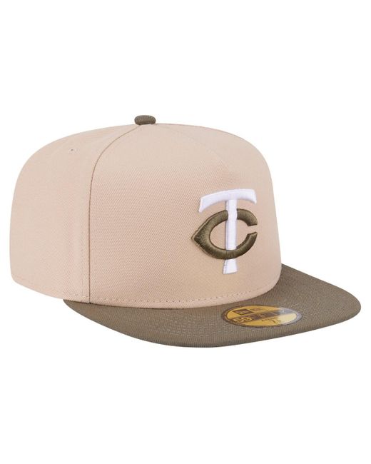 KTZ Natural Light Beige/olive Minnesota Twins Two-tone Color Pack A-frame 59fifty Fitted Hat