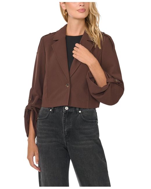 1.STATE Brown Cropped Trench Jacket