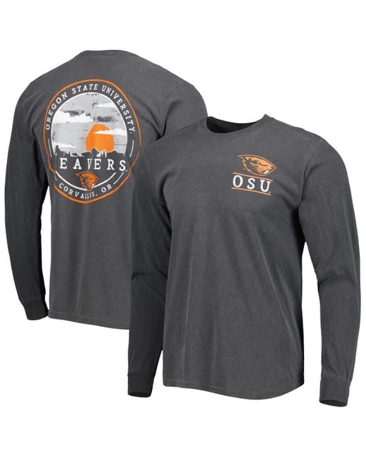 Image One Gray Oregon State Beavers Circle Campus Scene Long Sleeve T-shirt for men