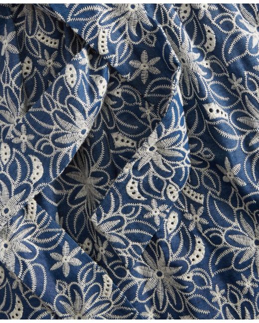 Kensie Blue Embroidered Denim Midi Dress