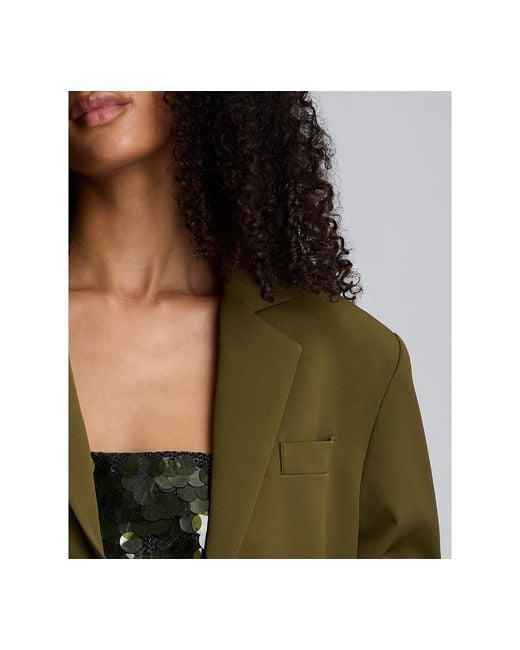 Kenneth Cole Green Luxe Stretch Twill Three-button Boyfriend Blazer