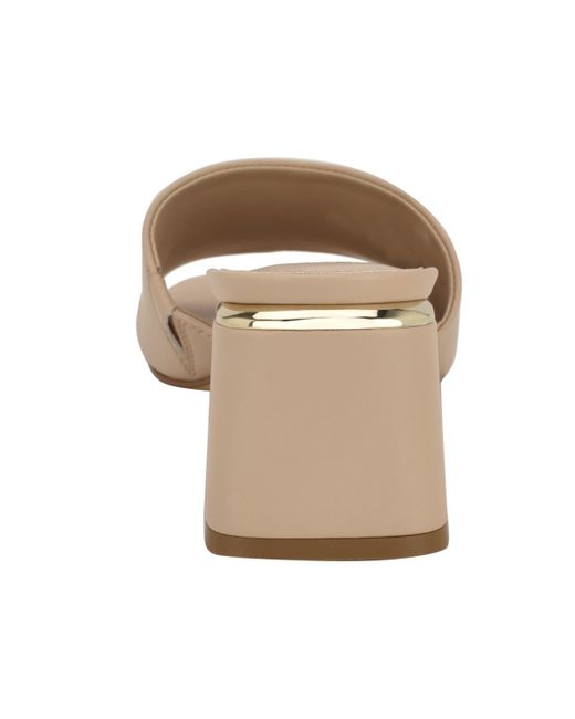 Calvin Klein Brown Rowena Block Heel Slip-on Sandals