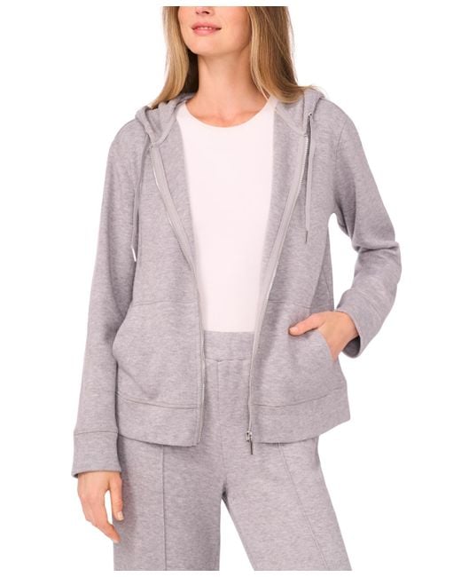 Vince Camuto Gray Knit Zip-front Hoodie Jacket