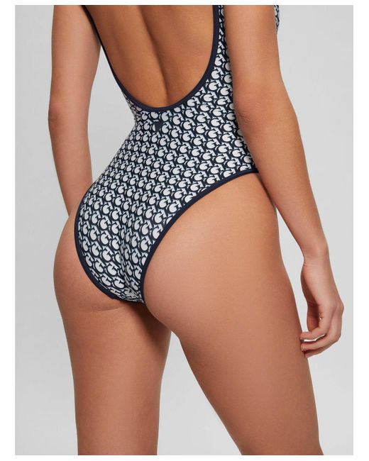 Guess Blue Signature Printed One-piece