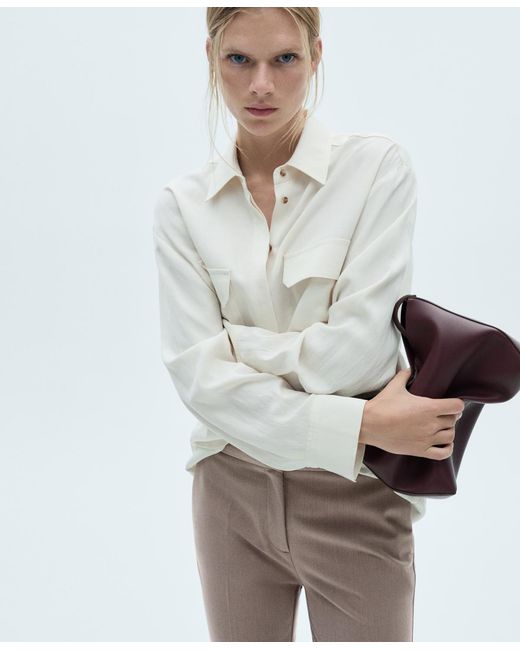 Mango Gray Flared Flowing Pants