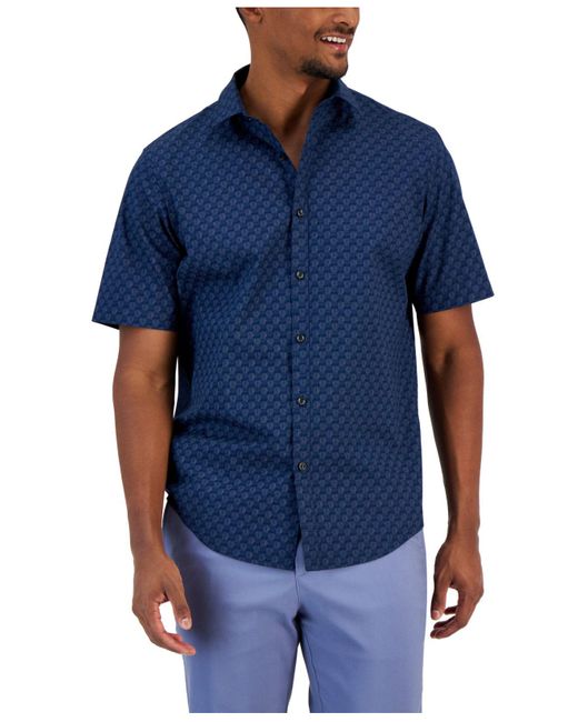 Alfani Above Classic-fit Stretch Geo-print Button-down Shirt, Created ...