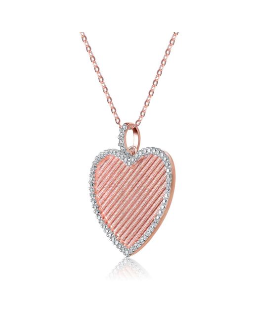 Genevive Jewelry Pink Sterling Silver 18k Rose Gold Plated Heart Pendant Necklace