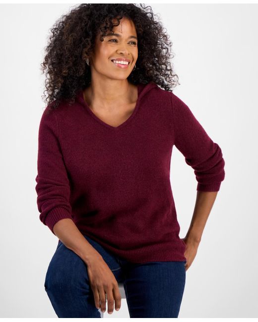Style & Co. Red Luxsoft Split-neck Hoodie