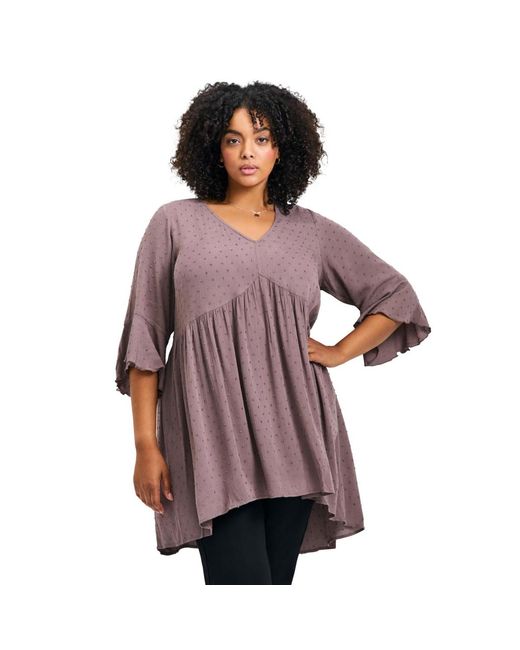 Avenue Purple Veronica Dobby Tunic