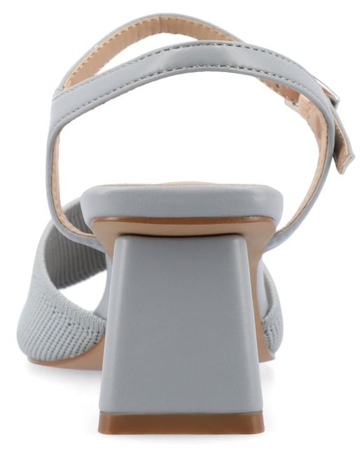 Journee Collection Metallic Evylinn Knit Block Heel Dress Sandals