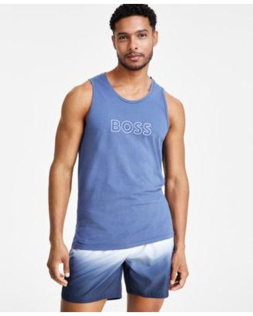 Boss Blue Boss By Beach Logo Graphic Tank Sum Ombre Swim Trunks Created For Macys for men