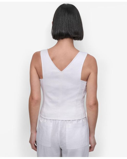 DKNY White Button-front Vest