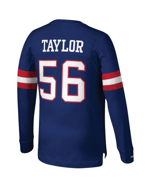 Mitchell & Ness Blue Lawrence Taylor New York Giants Big And Tall Cut & Sew Player Name And Number Long Sleeve T-shirt for men
