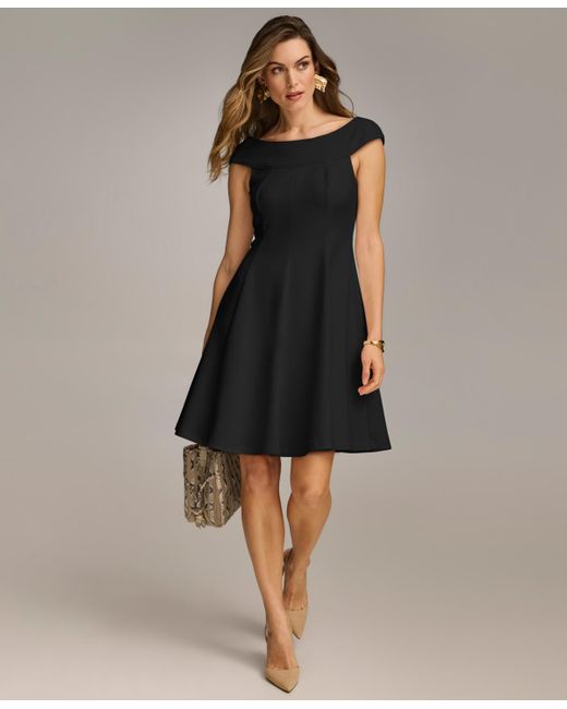 Donna Karan Donna Karan Boat neck A line Sleeveless Dress in Natural Lyst