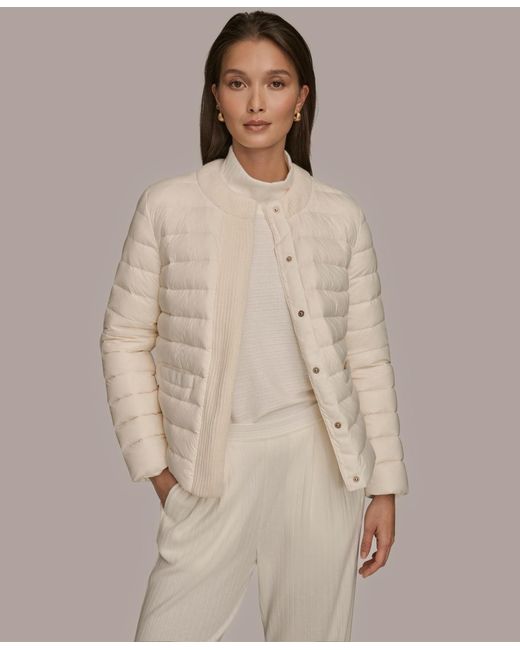 Donna Karan Weekend Natural Collared Puffer Jacket