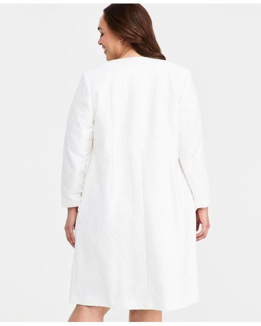 Kasper White Plus Size Bonded Lace Topper Jacket
