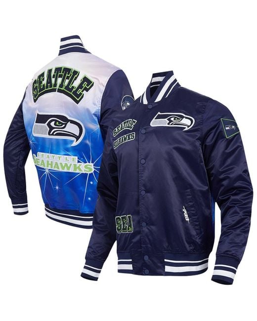 Pro Standard Blue Seattle Seahawks Sublimated Satin Full-snap Jacket for men