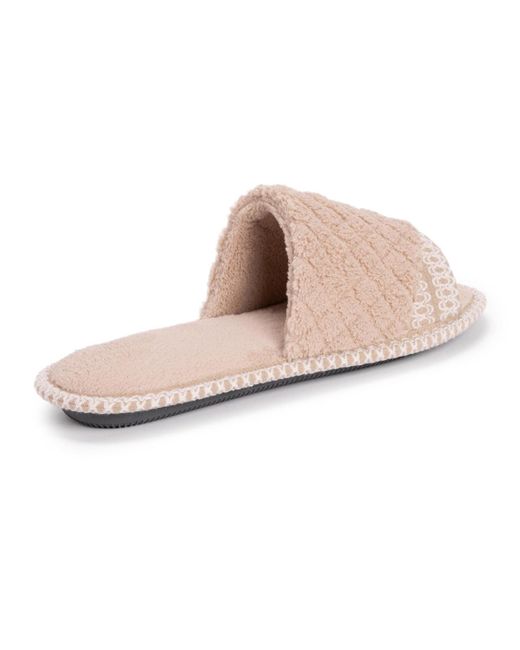 Muk Luks Pink Sally Open Toe Scuff Slippers